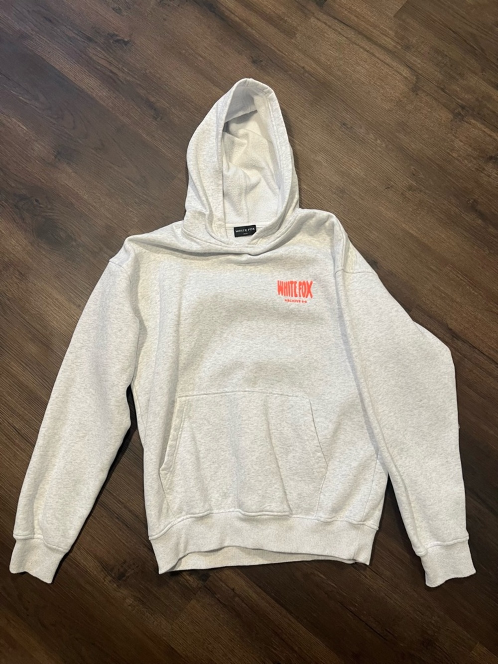 White Fox Boutique Light Gray Hoodie with Orange Logo